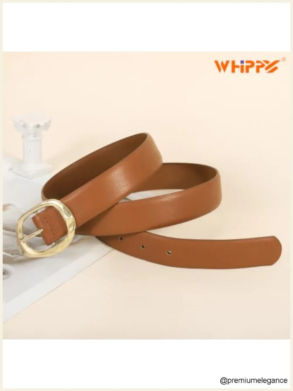 Women's PU Leather Belt with Gold Buckle, Casual Waist Belt for Jeans Pants